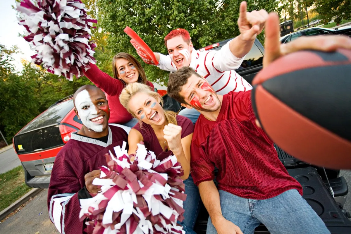 cheerleading team with red dress codes