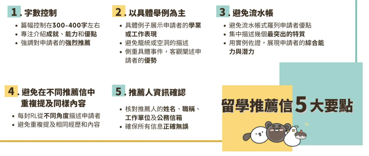 留學推薦信5大要點