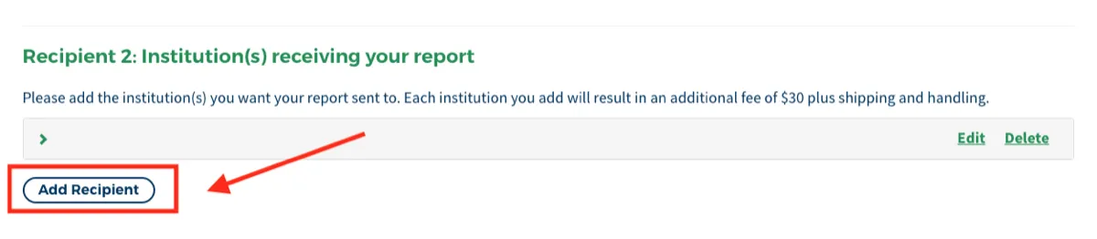 adding an recipient for your application