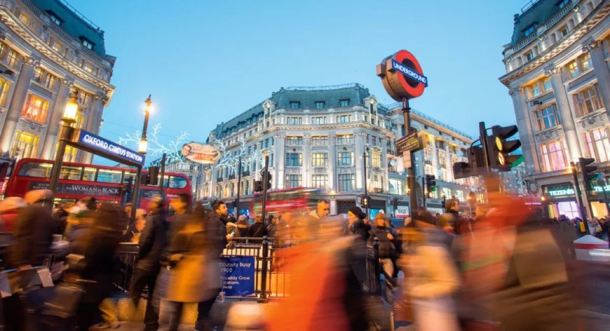 busy time at Oxford Circus Station exit