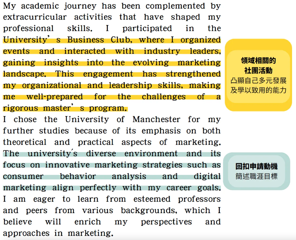 Personal Statement範例第三部分（以申請University of Manchester 的 MSc Master's in Marketing degree為例）